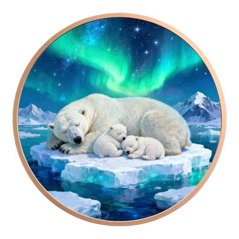 1 UNZE 999 KUPFER - EISBÄR / FAMILIE - HIGH RELIEF - KUPFERBARREN - KOLORIERT