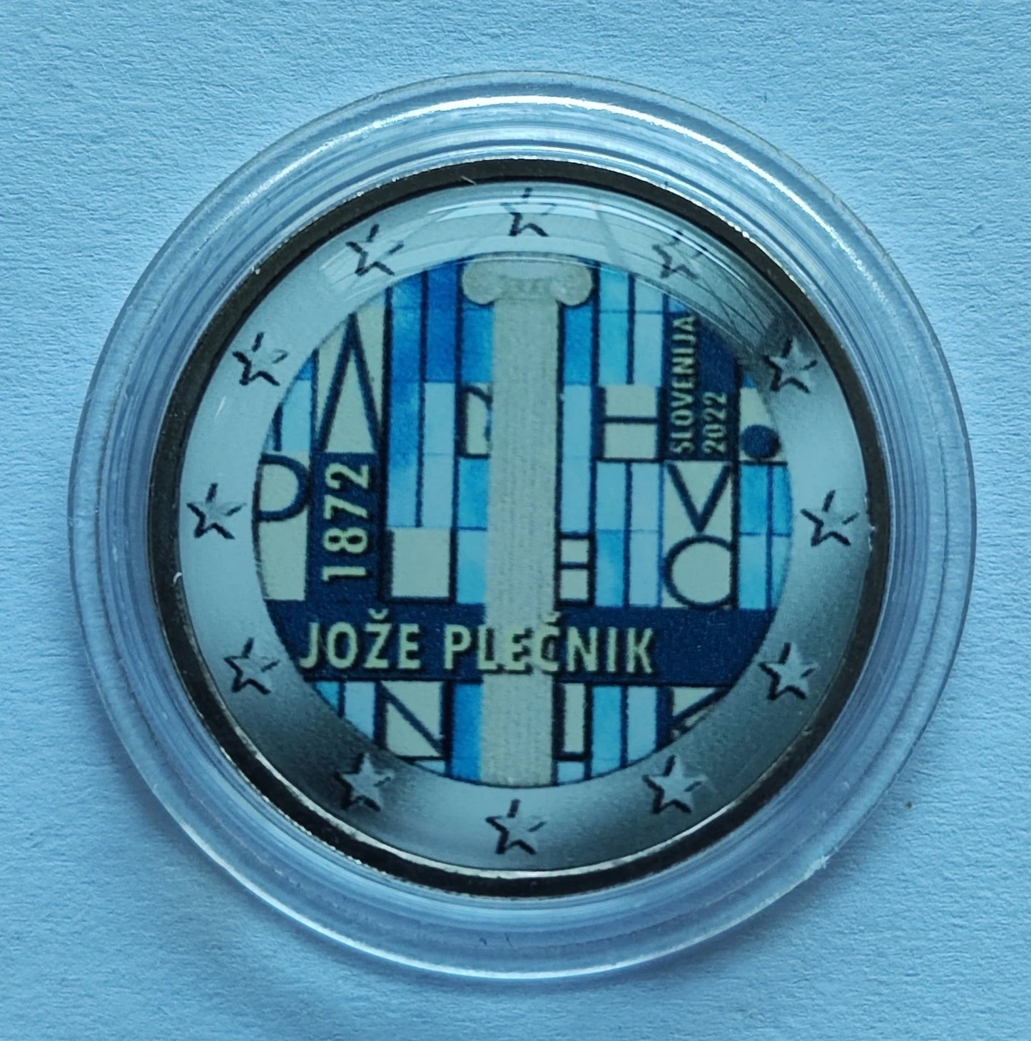 2 Euro Münze - Slowenien - 150. Geburtstag von Joze Plecnik 2022 - koloriert