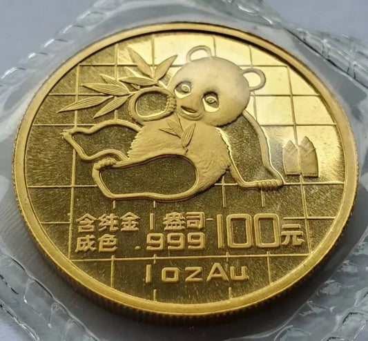 1 UNZE 999 GOLD - CHINA PANDA BÄR 1989 - GOLDMÜNZE