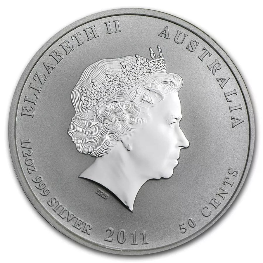 1/2 UNZE SILBER - LUNAR HASE 2011 - KOLORIERT - SILBERMÜNZE