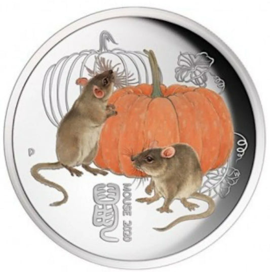 1/4 UNZE SILBER - LUNAR MAUS 2020 - KOLORIERT - SILBERMÜNZE