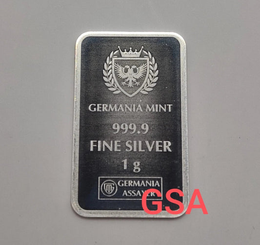 1 GRAMM SILBER - GERMANIA MINT - SILBERBARREN