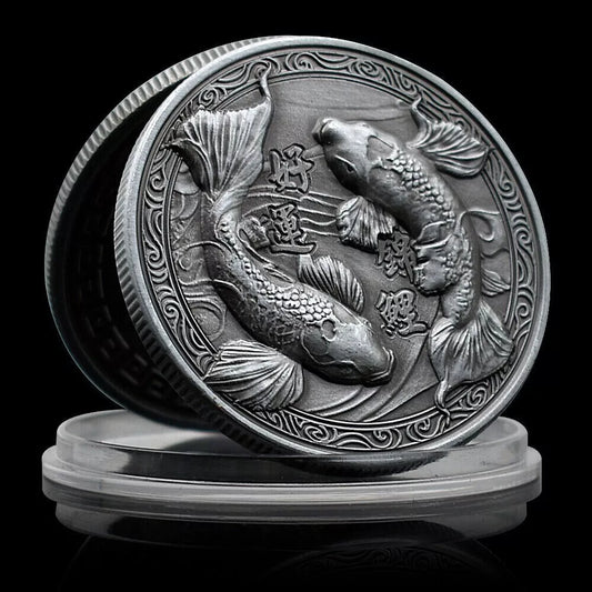 MEDAILLE - JAPAN KOI FISCH - HIGH RELIEF - ANTIK FINISH