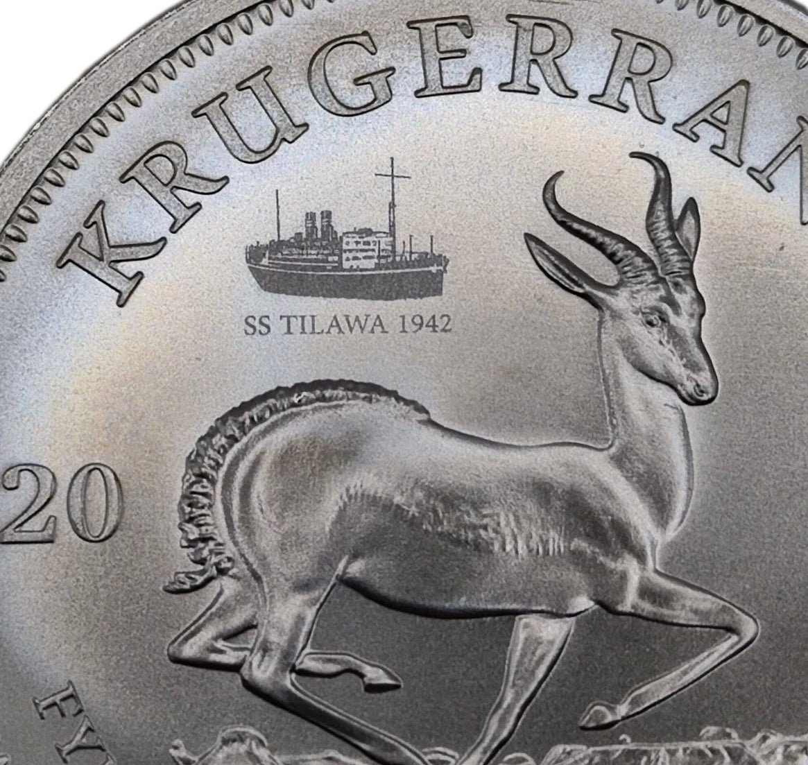 1 UNZE SILBER - KRÜGERRAND / SCHIFFSWRACK SS TILAWA - SILBERMÜNZE