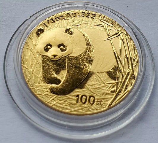 1/4 UNZE 999 GOLD - CHINA PANDA BÄR 2002 - GOLDMÜNZE - SELTEN
