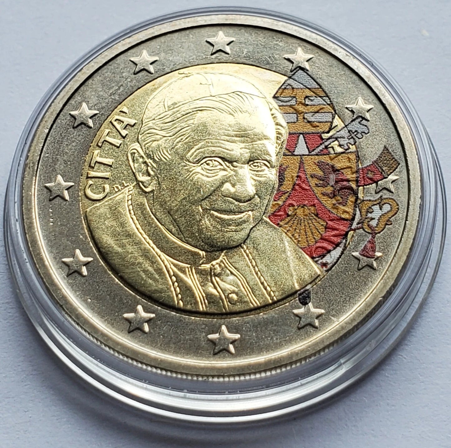 PREMIUM EURO MÜNZEN KMS - MIT SILBERMEDAILLE - VATIKAN 2011 - PAPST BENEDIKT XVI. - KOLORIERT