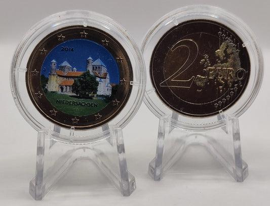 2 Euro Münze - Niedersachsen - Michaeliskirche Hildesheim 2014 - koloriert