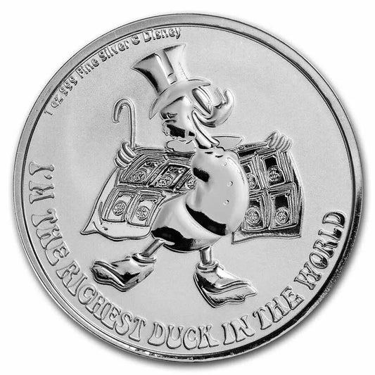 1 UNZE SILBER - DAGOBERT DUCK / WALT DISNEY - SILBERMÜNZE
