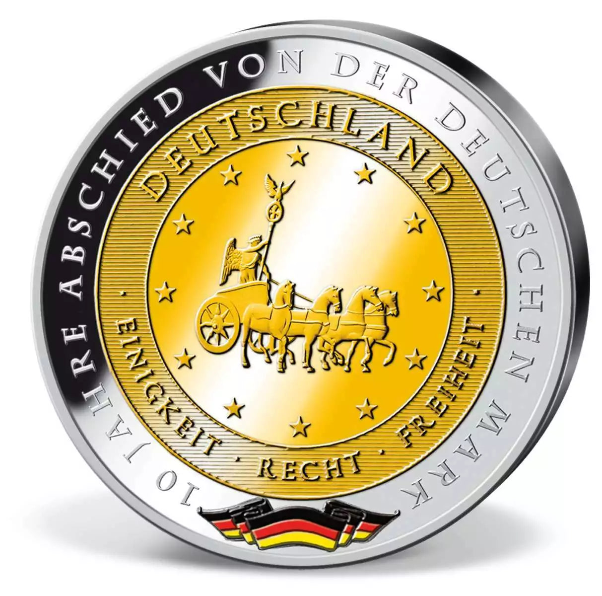 MEDAILLE - 1 GOLD DM MÜNZE 2001 / QUADRIGA - KOLORIERT & TEILVERGOLDET