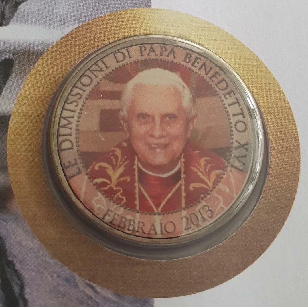 2 EURO MÜNZE - VATIKAN / PAPST BENEDIKT XVI. 2013 - NUMISBRIEF - BRIEFMARKE - KOLORIERT