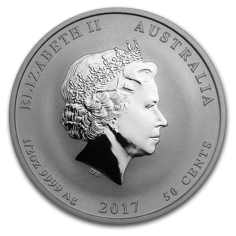 1/2 UNZE SILBER - LUNAR HAHN 2017 - KOLORIERT - SILBERMÜNZE