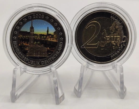 2 Euro Münze - BRD -  Hamburg St. Michaeliskirche 2008 - koloriert