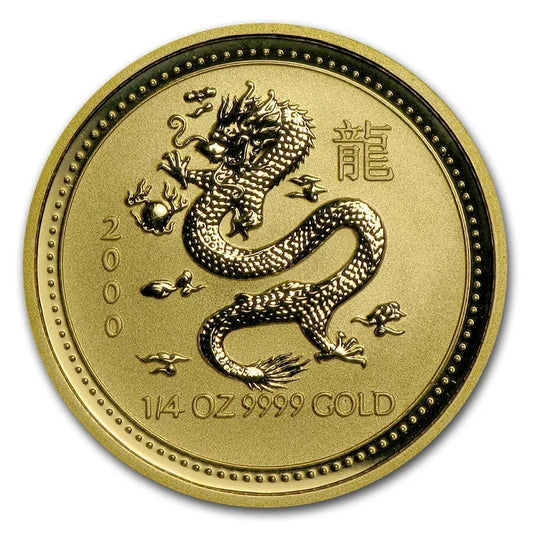1/4 UNZE 999 GOLD - LUNAR DRACHE 2000 - GOLDMÜNZE - SELTEN