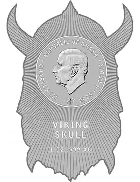 1 UNZE 999 SILBER - WIKINGER / TOTENKOPF - ANTIK FINISH - SILBERMÜNZE
