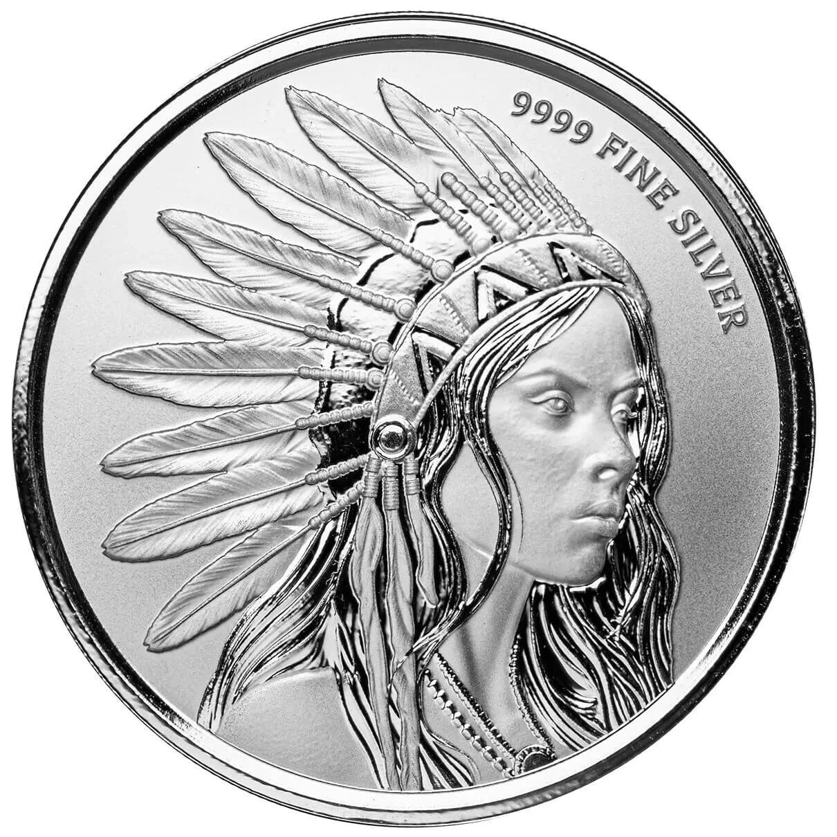 1 UNZE SILBER - INDIANERIN / BUFFALO - SILBERMEDAILLE