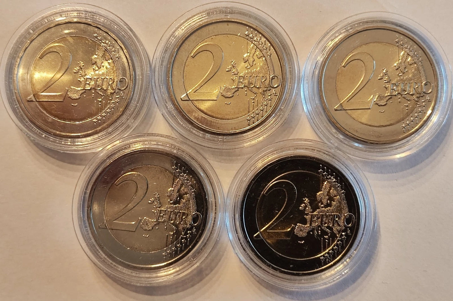 5 x 2 Euro Münze - BRD - Helmut Schmidt 2015 - komplett Satz ADFGJ - koloriert