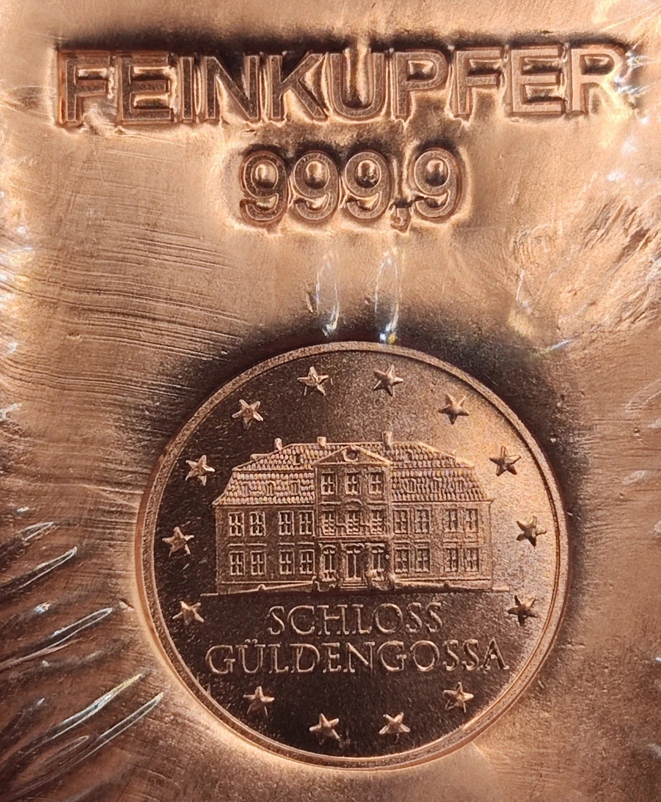 500 GRAMM KUPFER - SCHLOSS MOTIV - KUPFERBARREN