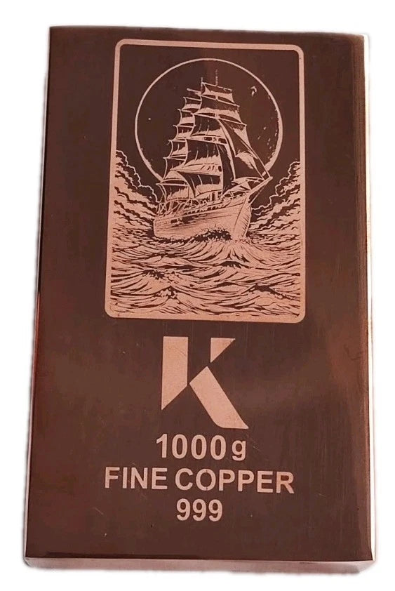 1 KILO KUPFER - SEGELSCHIFF - KUPFERBARREN