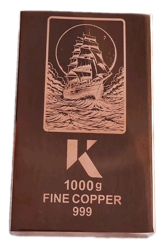 1 KILO KUPFER - SEGELSCHIFF - KUPFERBARREN