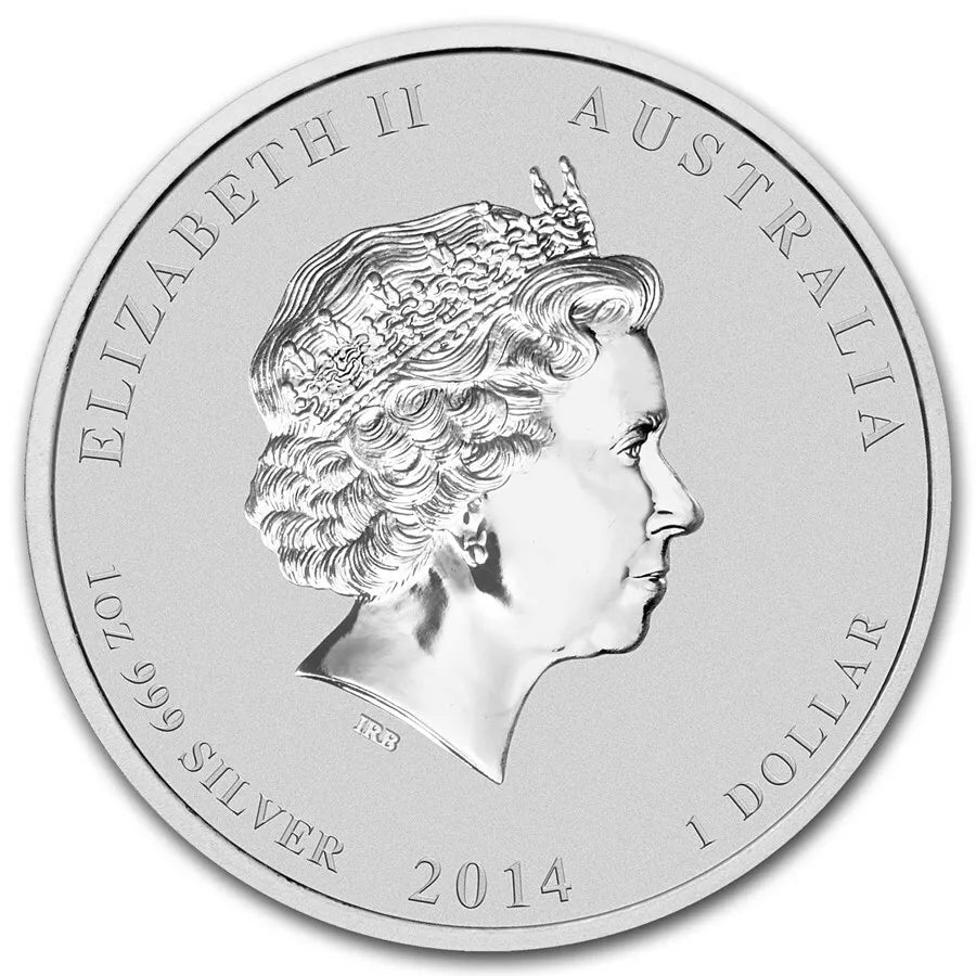 1 UNZE SILBER - LUNAR PFERD 2014 - KOLORIERT - SILBERMÜNZE