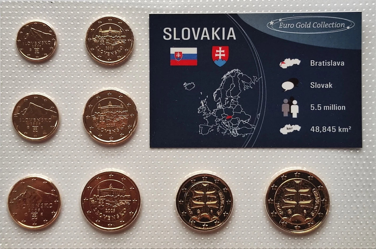 Euro KMS Kursmünzensatz - Slowakei - komplett Satz - vergoldet