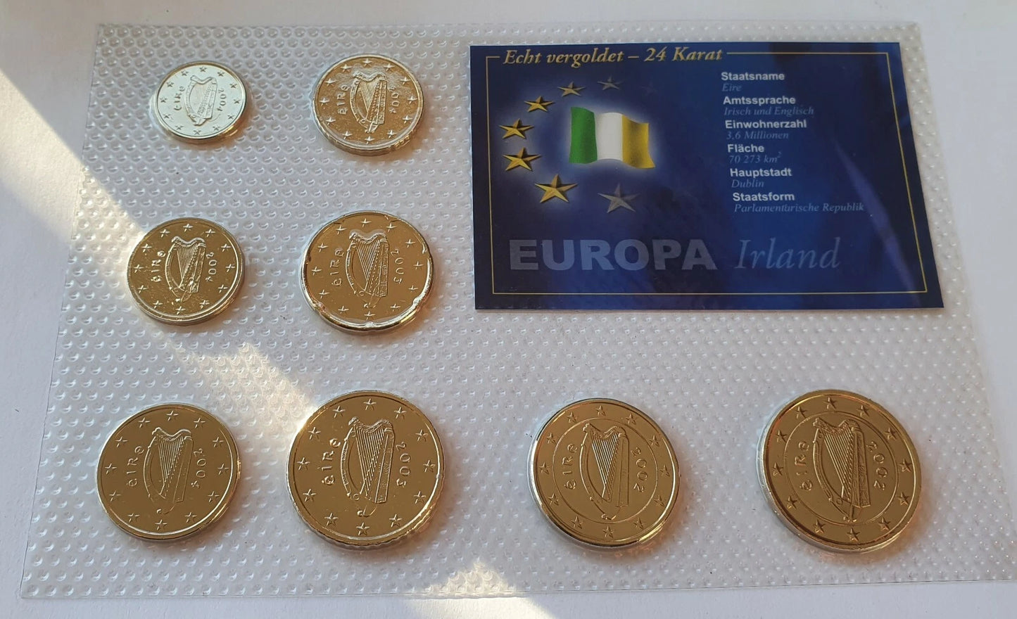 17 KMS / EURO MÜNZEN - EUROPA - 24 KARAT VERGOLDET