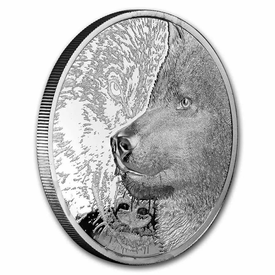 1 UNZE 999 SILBER - WOLF - HIGH RELIEF - SILBERMÜNZE