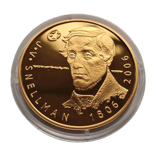 10 Euro Münze - Finnland - 200. Geburtstag von Johan Vilhelm Snellman 2006 - Proof - 24 Karat vergoldet