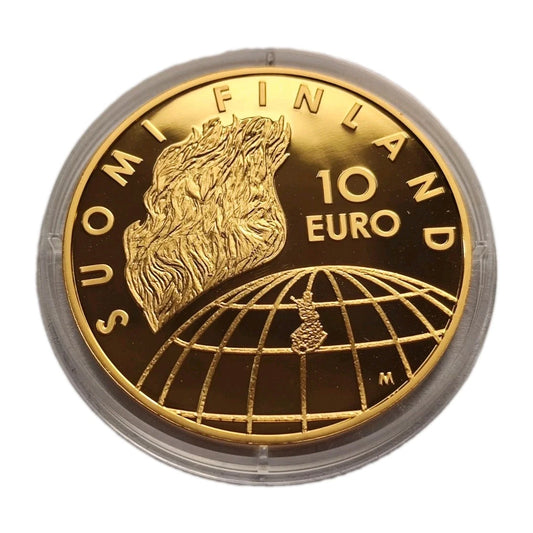 10 Euro Münze - Finnland - 50. Jahrestag Olympiade in Helsinki 2002 - Proof - 24 Karat vergoldet