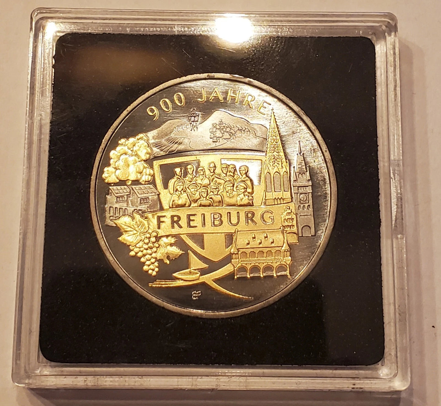 20 Euro Silbermünze - BRD - 900 Jahre Freiburg 2020 - mit Ruthenium & Gold veredelt