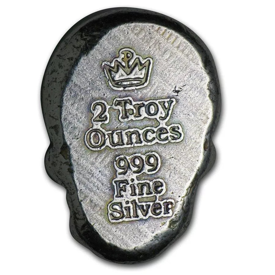2 UNZEN 999 SILBER - TOTENKOPF / MEXIKO / ZUCKERKOPF - ANTIK FINISH - SILBERBARREN