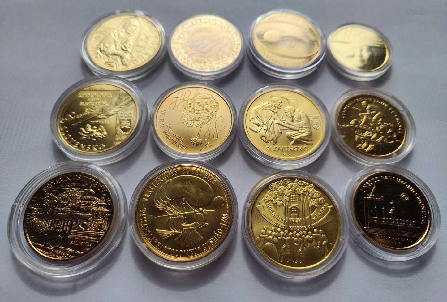 Diverse Euro Silbermünzen - Europa - 24 Karat vergoldet - schöne Sammlung