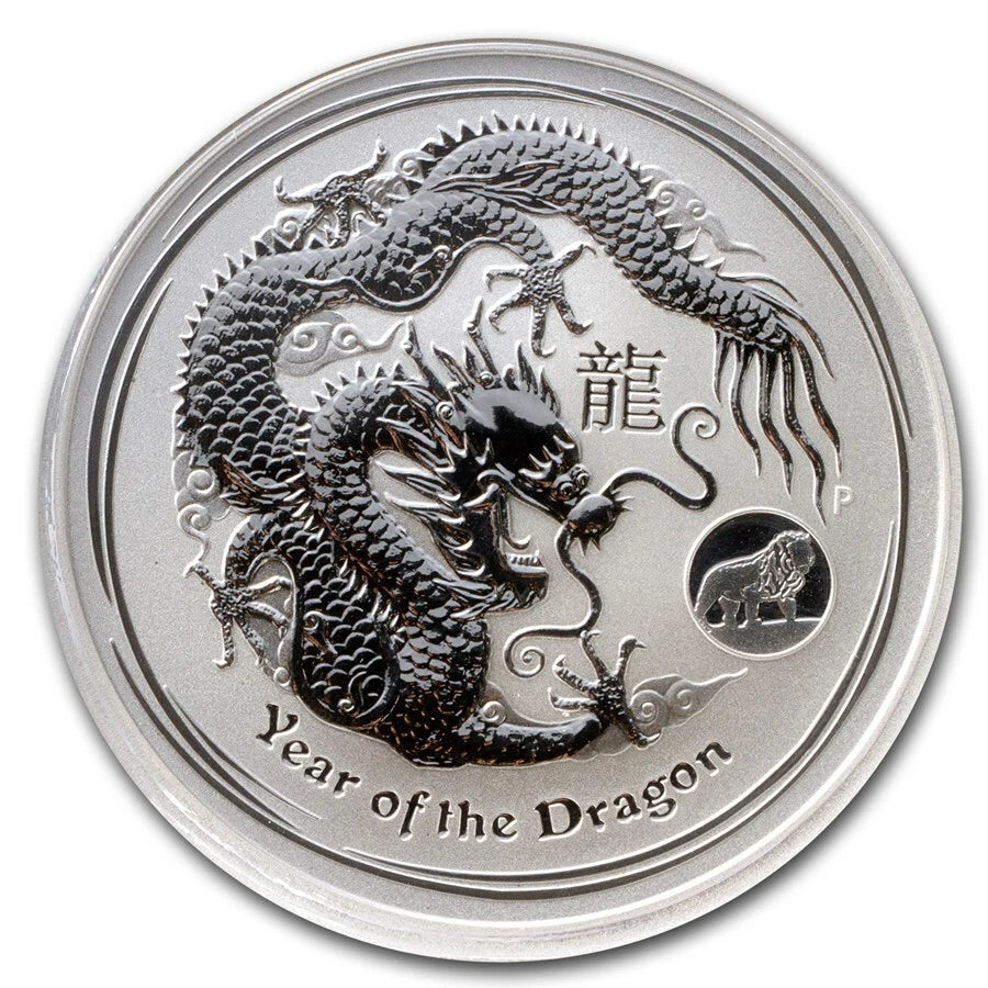 1 UNZE SILBER - LUNAR DRACHE 2012 / PRIVY MARKE LÖWE - SILBERMÜNZE - SELTEN