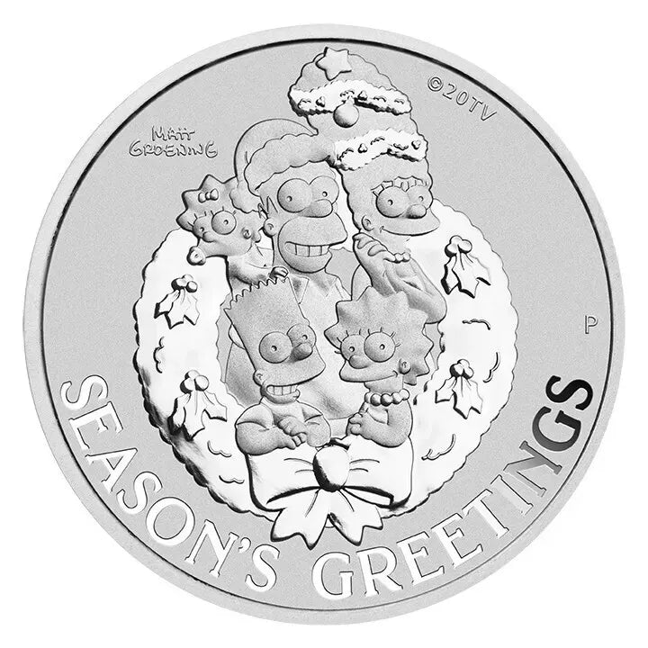 1 UNZE 999 SILBER - THE SIMPSONS FAMILIE / WEIHNACHTEN - SILBERMÜNZE