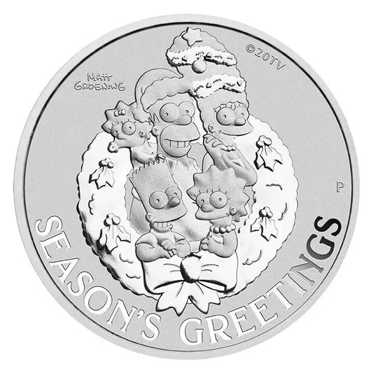 1 UNZE 999 SILBER - THE SIMPSONS FAMILIE / WEIHNACHTEN - SILBERMÜNZE