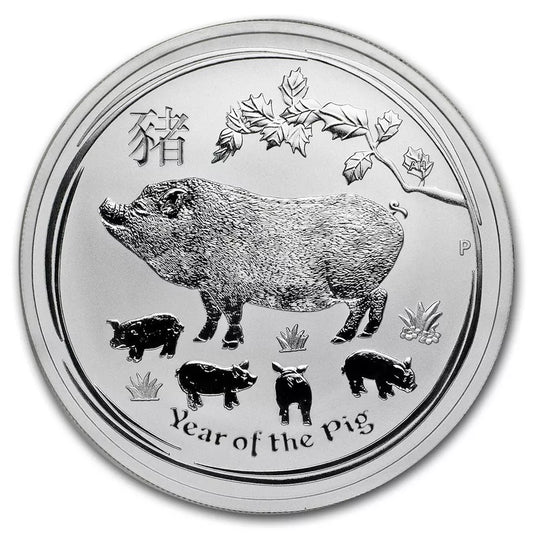 1/2 UNZE SILBER - LUNAR SCHWEIN 2019 - SILBERMÜNZE