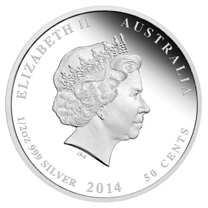 1/2 UNZE SILBER - LUNAR PFERD 2014 - KOLORIERT - SILBERMÜNZE