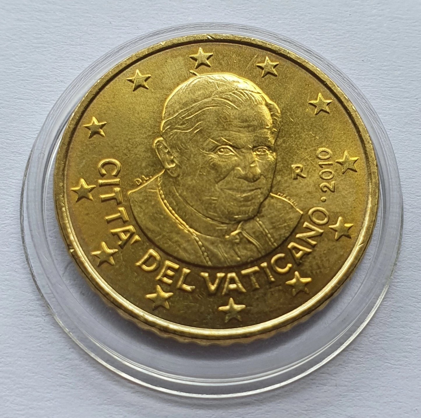 50 Euro Cent Münze - Vatikan - Papst Benedikt XVI / Petersdom - koloriert