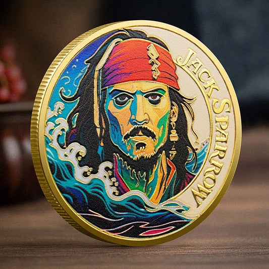 MEDAILLE - FLUCH DER KARIBIK / PIRAT JACK SPARROW - KOLORIERT - VERGOLDET