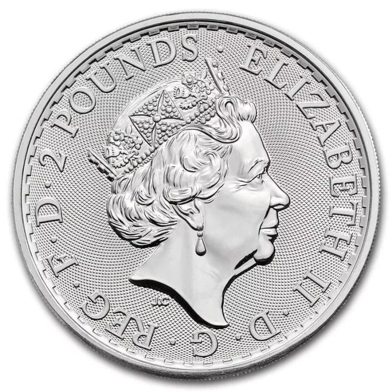 1 UNZE 999 SILBER - GOLD BRITANNIA / GRÜNER PLANET - NUR 100 STÜCK WELTWEIT - KOLORIERT - SILBERMÜNZE