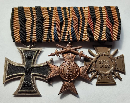 3 ORDEN - EISERNES & FRONTKÄMPFER KREUZ & BAYERISCHES VERDIENSTKREUZ 3. KLASSE 1866 - SPANGE