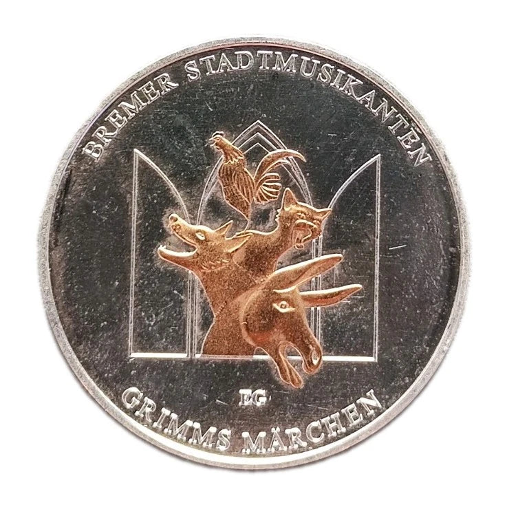 20 Euro Silbermünze - BRD - Bremer Stadtmusikanten 2017 - teilvergoldet