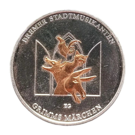 20 Euro Silbermünze - BRD - Bremer Stadtmusikanten 2017 - teilvergoldet