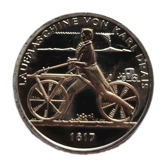 20 Euro Silbermünze - BRD - Laufmaschine von Karl Drais 2017 - teilvergoldet