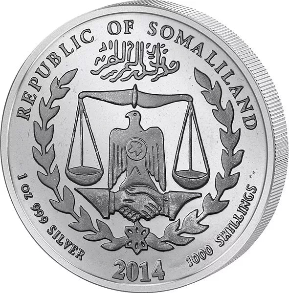1 UNZE 999 SILBER - LUNAR SCHLANGE / SOMALIA 2014 - SILBERMÜNZE