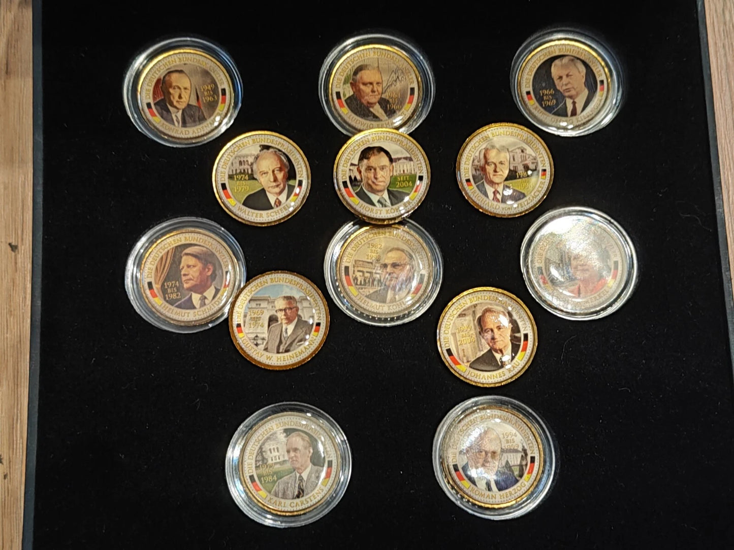 27 x 50 Cent Euro Münzen Set - BRD - Bundeskanzler & Bundespräsidenten - koloriert & vergoldet