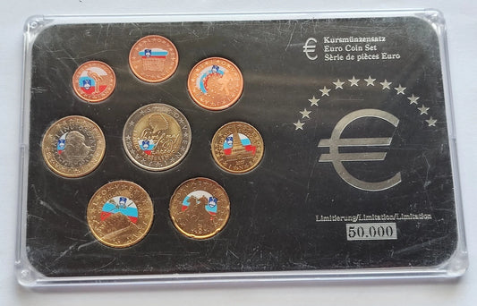 Euro KMS Kursmünzensatz - Slowenien - komplett Satz - koloriert