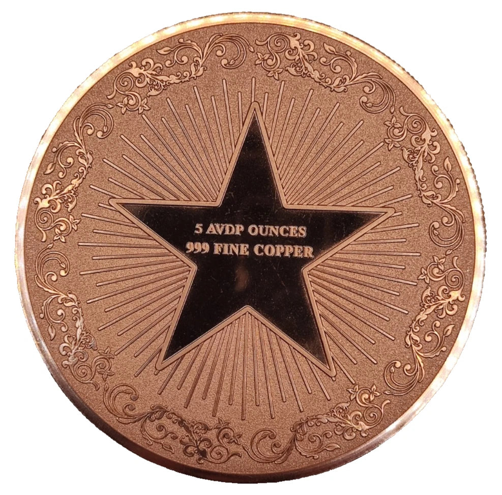 5 UNZEN 999 KUPFER - LUNAR PFERD - HIGH RELIEF - KUPFERBARREN - KOLORIERT