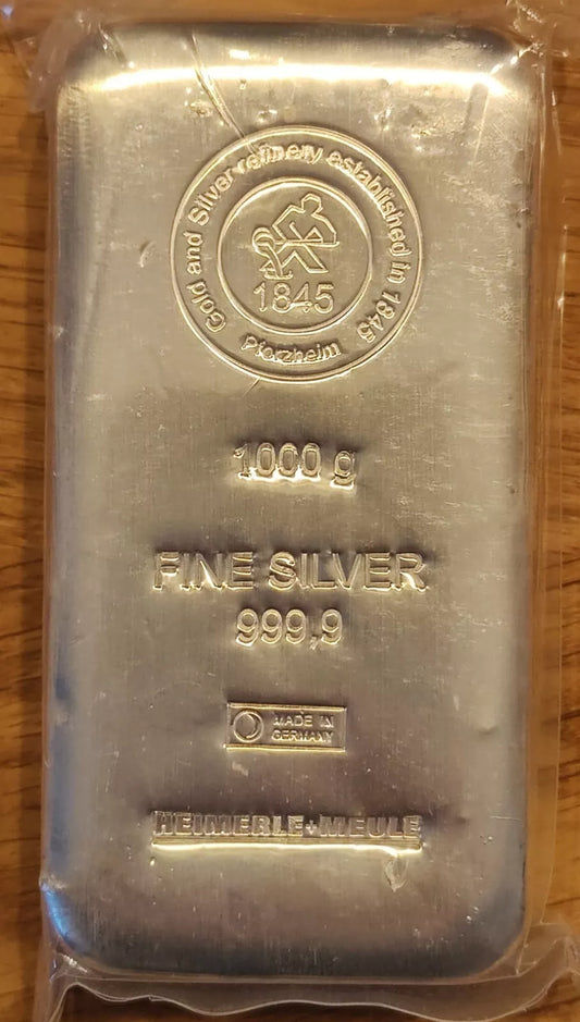 1 KILO SILBER - HEIMERLE + MEULE - SILBERBARREN