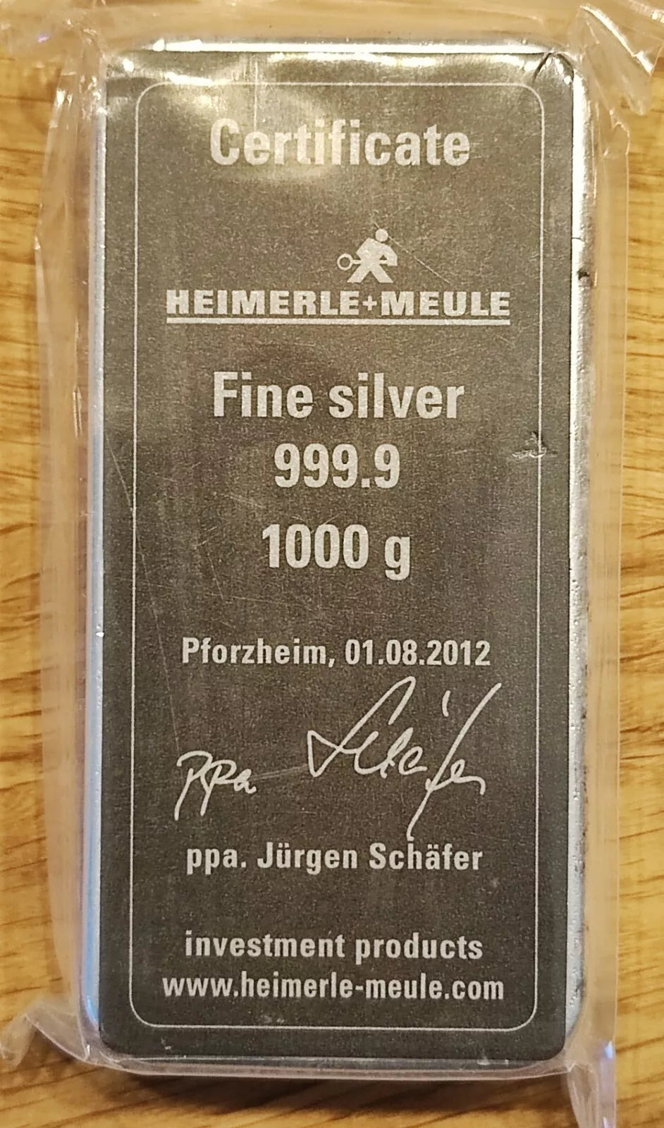 1 KILO SILBER - HEIMERLE + MEULE - SILBERBARREN
